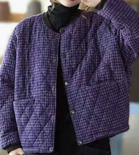 2022 autunno inverno nuove donne stile artistico giacche larghe a maniche lunghe in cotone scozzese vintage addensato cappotto m