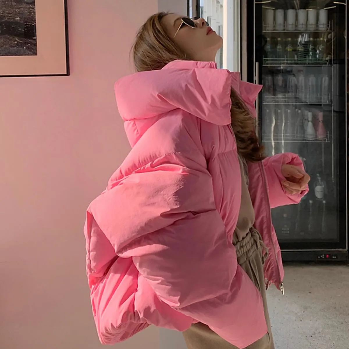 2022 inverno chic con cappuccio piumino in cotone piumino Parka cappotti da donna sciolto solido addensare giacca calda femminil