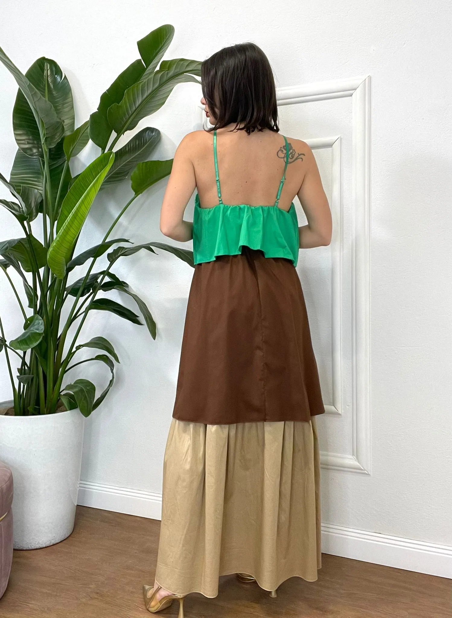 ABITO BICOLOR MAXI ROSA 369 tabacco