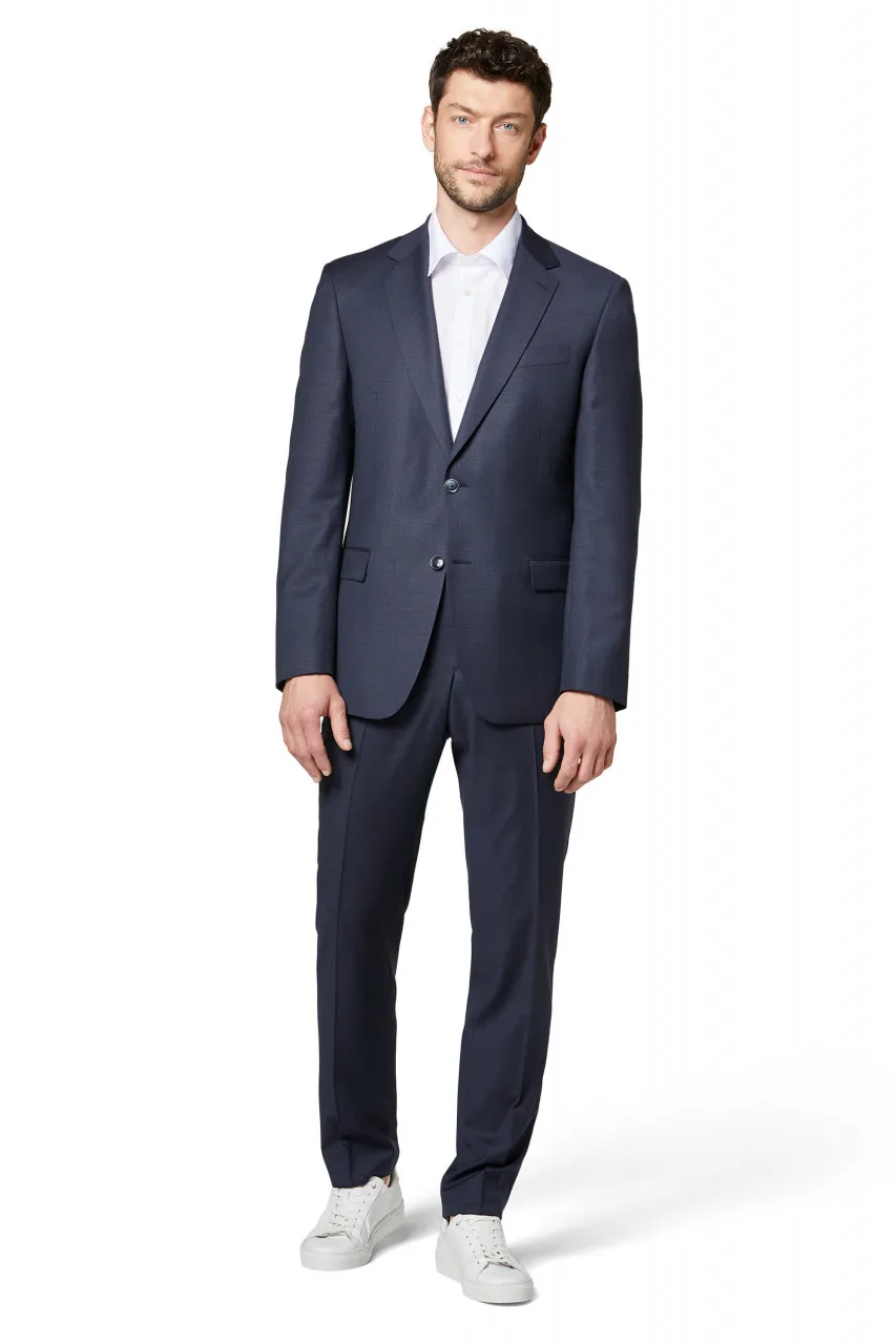 Abito blu digel lana stretch reda flexo drop quattro corto
