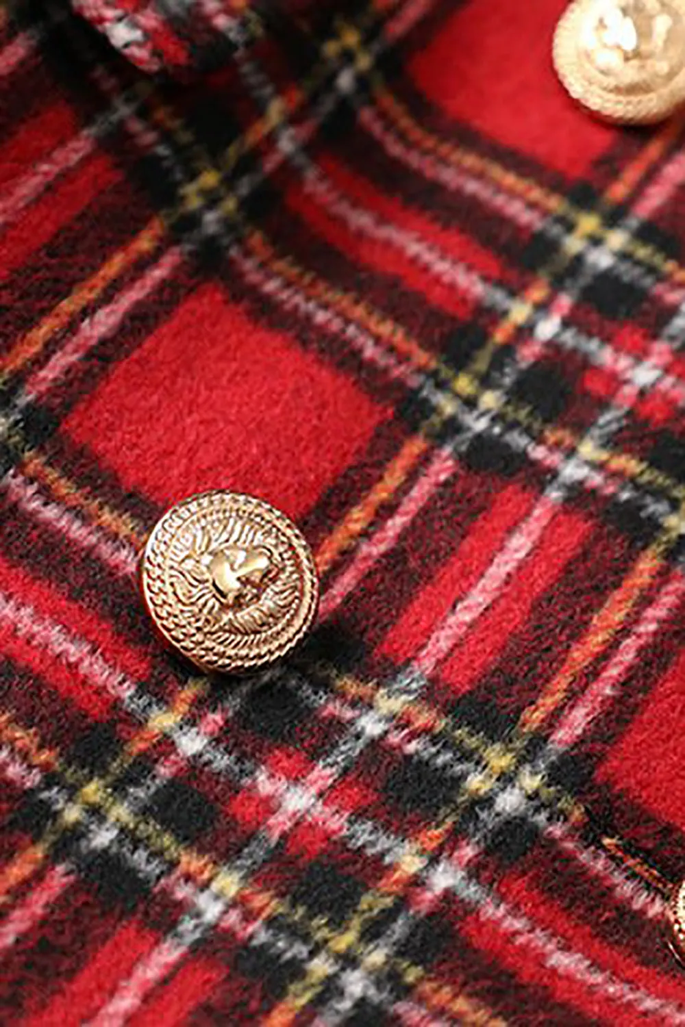 Blazer donna doppiopetto in tweed a quadri rosso
