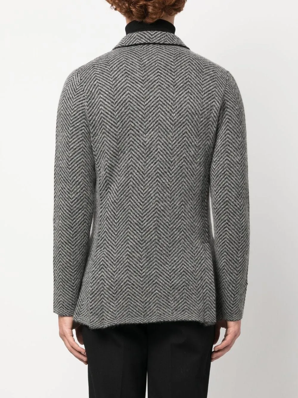 blazer spina di pesce grigio e nero