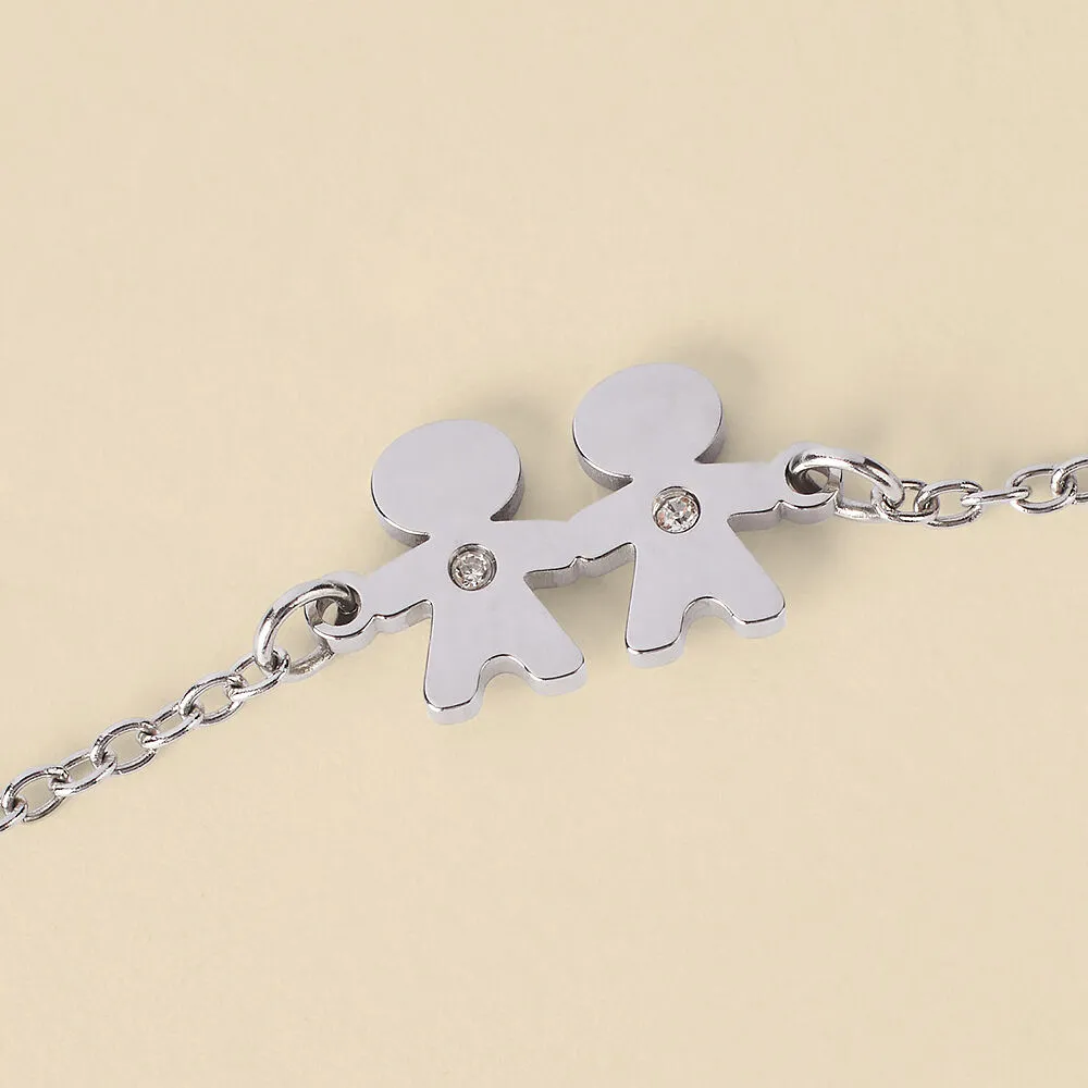 Bracciale Bimbo Lady Chic Acciaio Cristallo Bianco 17 + 3 cm 1658457