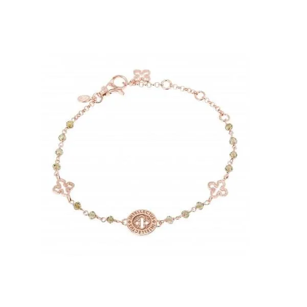 BRACCIALE INTELLECTUS IN ARGENTO ROSA E SALOMITE VERDE