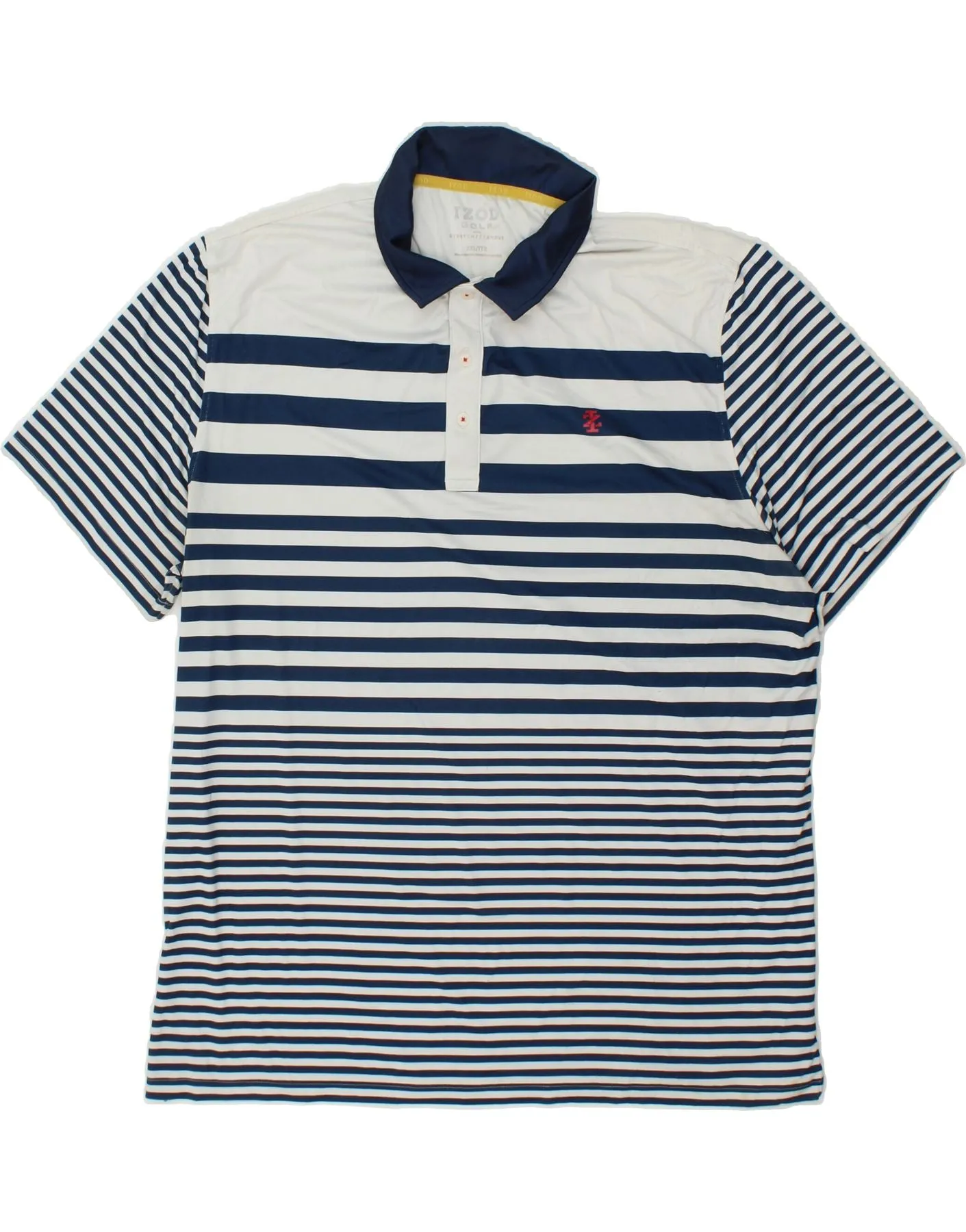 IZOD Mens Polo Shirt 2XL Blue Striped Polyester