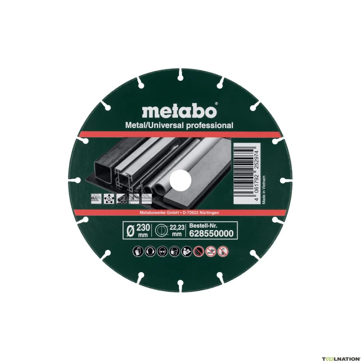 Metabo Accessori 628550000 Disco da taglio diamantato 230x1,6x22,23 mm, metallo/Universale, professionale