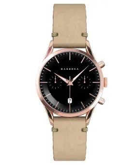 OROLOGIO CRONO NERO dm. 36,5 PELLE CREMA ROMBI BLU