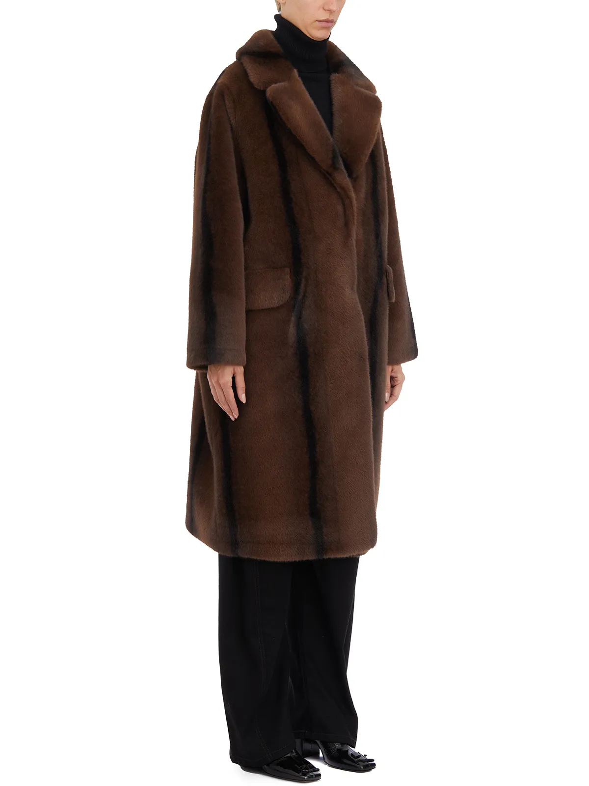 SWORD  CAPPOTTO LUNGO IN ECO PELLICCIA 
