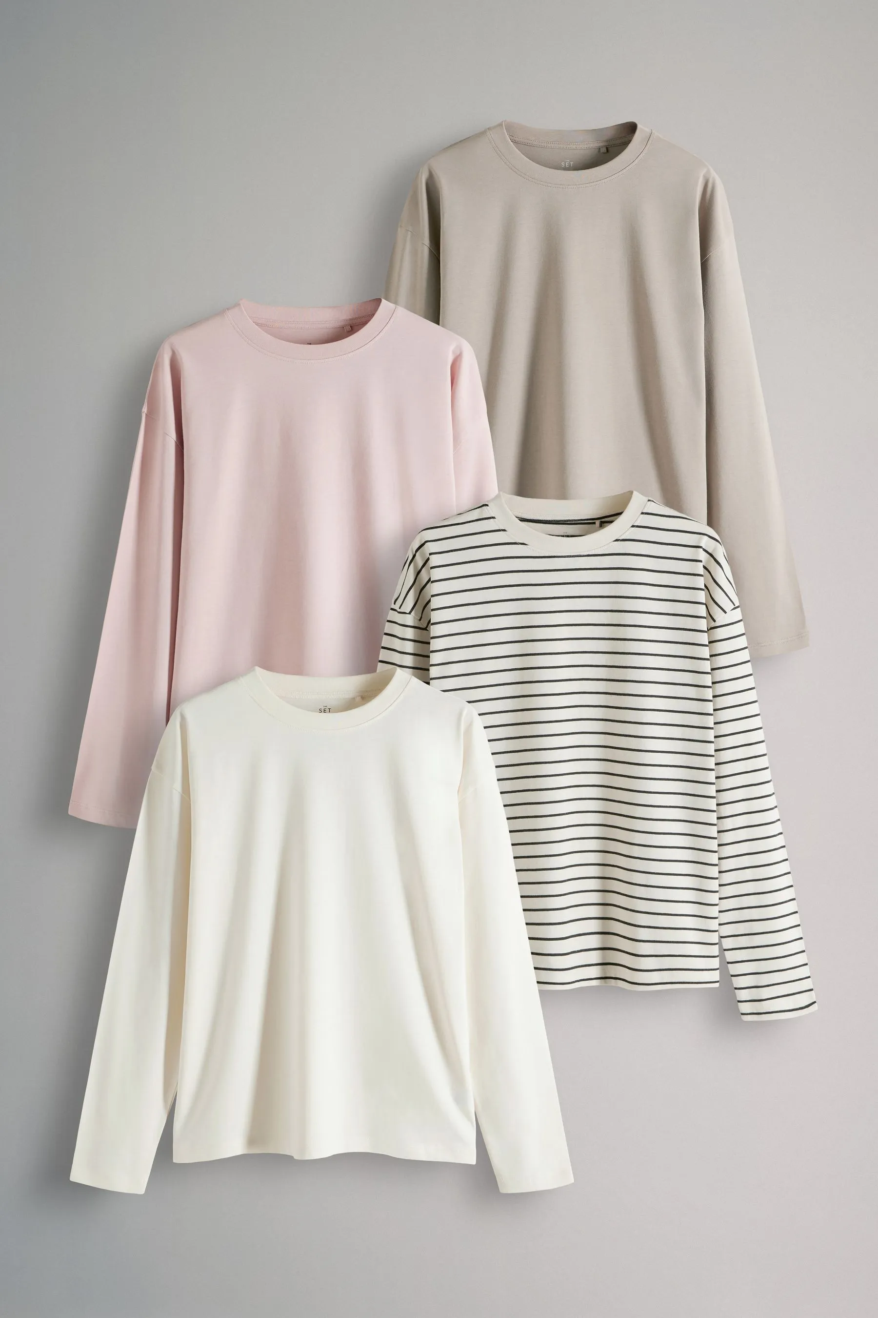 The Set Relaxed Long Sleeves T-Shirts 4 Pack    